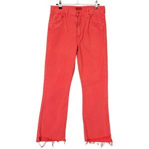 MOTHER Red Insider Crop Step Fray Chalk It Up Distressed Denim Jeans ~SIZE 30